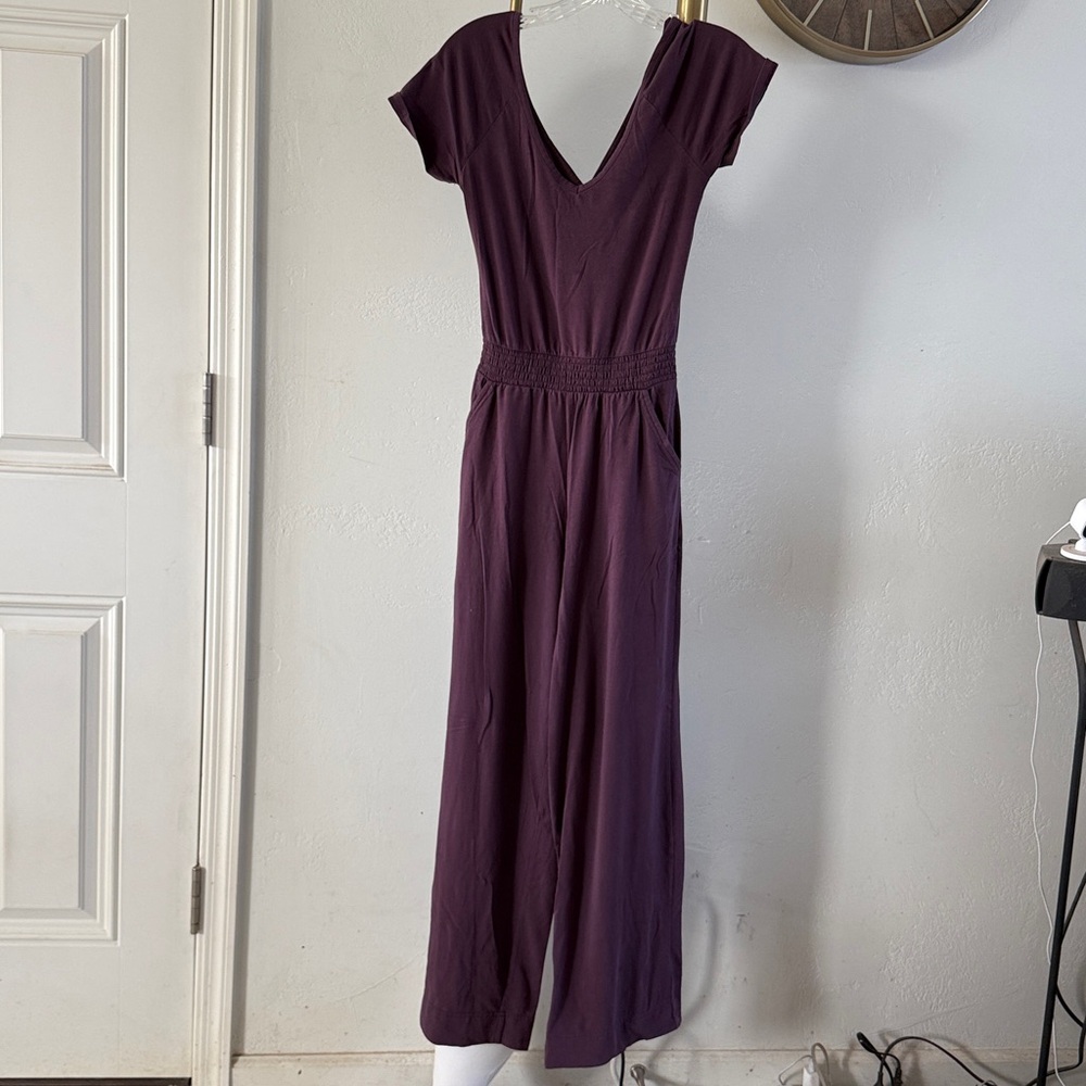 Pact Organic Deep Purple Eggplant Jumpsuit Women's Small